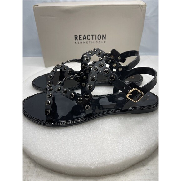 Kenneth Cole Dahlia Jelly Studded Flat Sandals, Black, Women Size 10 #789 - Picture 3 of 9